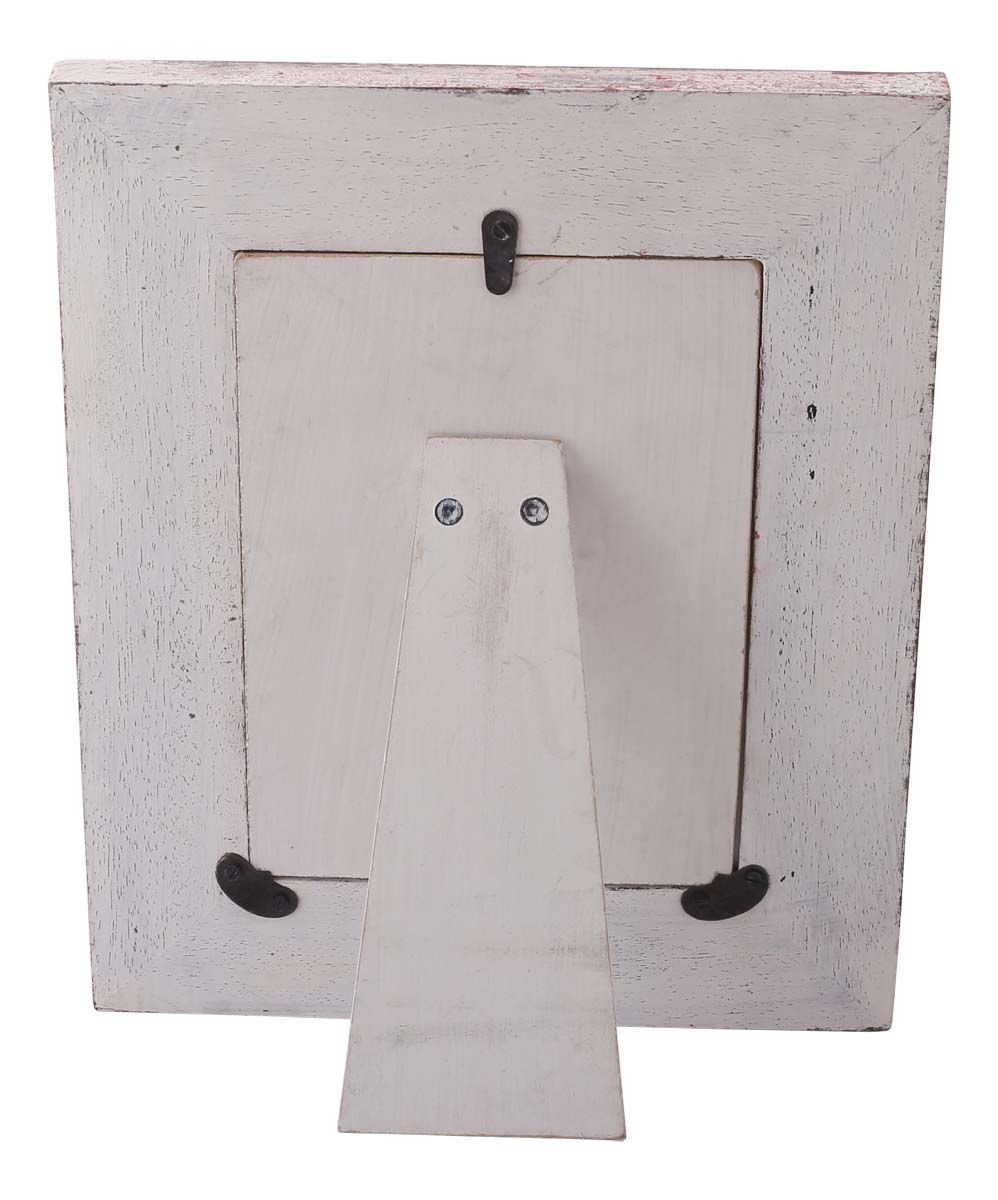 Wholesale Rectangular Wood 5x7 Photo/Picture Frame - Bulk Buy Photo Frame with Ribbed Pattern in Distressed White & Pink Color - Home Decor Picture Frame from India