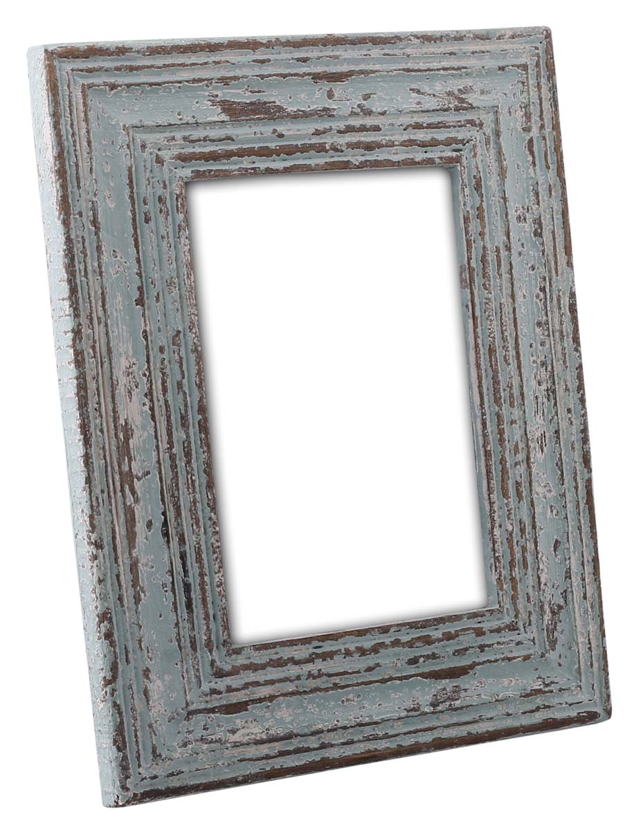 Bulk Buy 5x7 Picture Frame - Wholesale Handmade Wood Photo Frame with Ribbed Pattern in Distressed Pastel Green Color - Home Decor Accessories from India