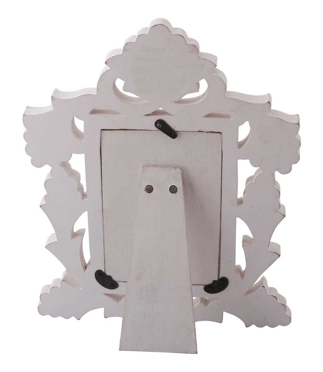 Buy 4x6 Inches Shabby Chic Picture Frame in Bulk - Wholesale Hand Crafted Wooden Photo Frame with Floral Carving in Distressed Golden & White Color - Home & Office Decor