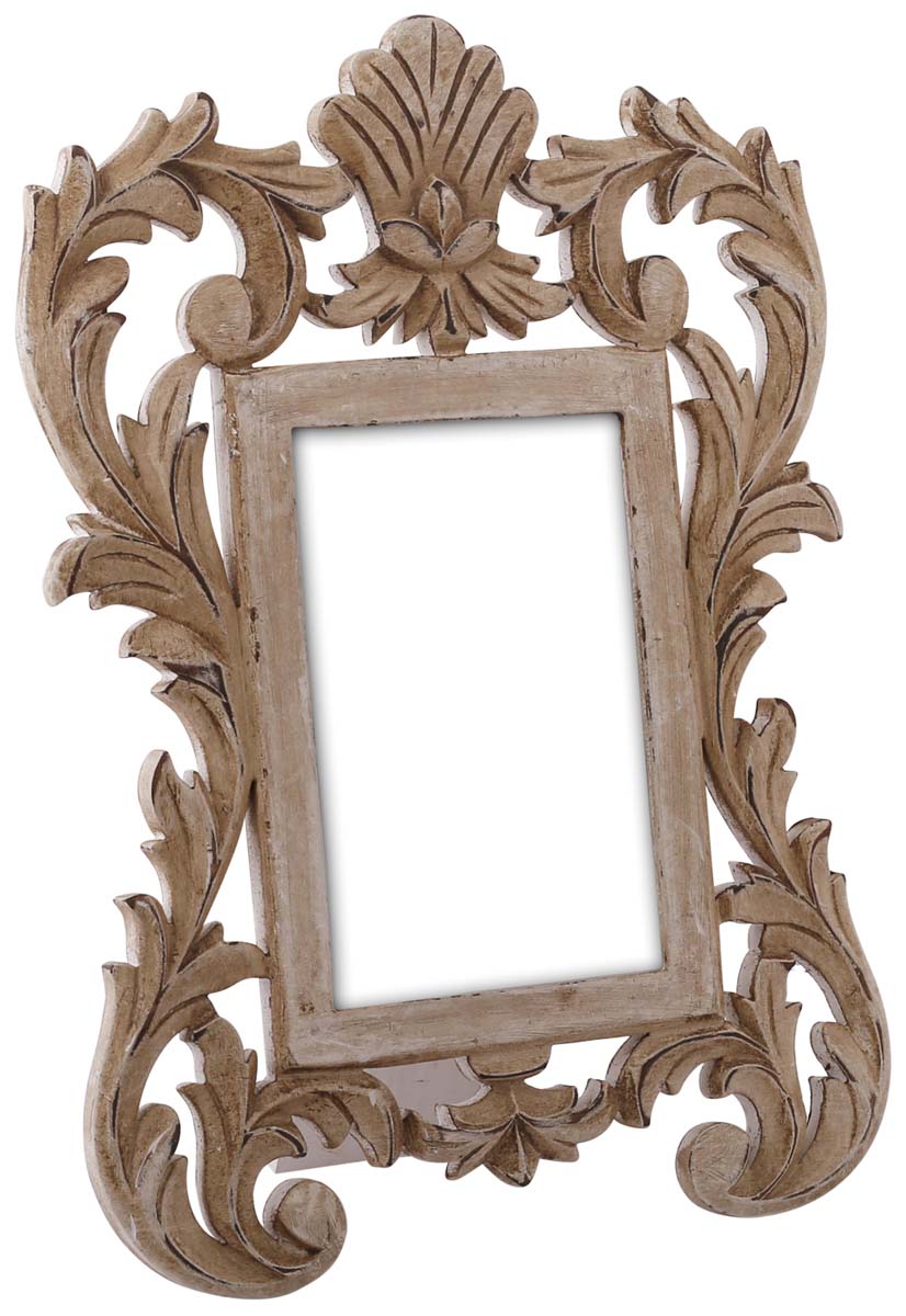 Bulk Buy Rectangular Wood 4x6 Table Photo/Picture Frame/Picture Holder with Floral Carving at the Borders in Brown Color - Home Decor Picture Frames from India