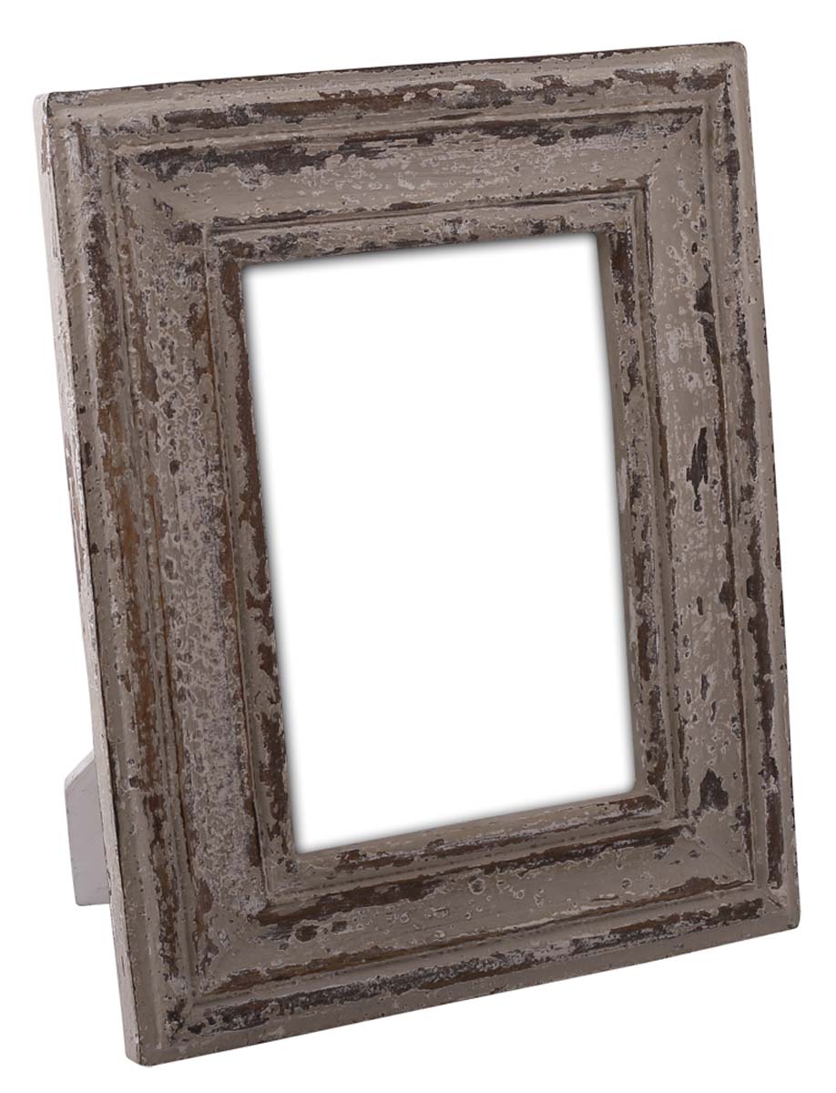 Bulk Buy 4x6” Wood Picture Frame - Wholesale Handmade Photo Frame/Picture Holder with Ribbed Pattern in Distressed Taupe Color - Home Decor Accessories from India