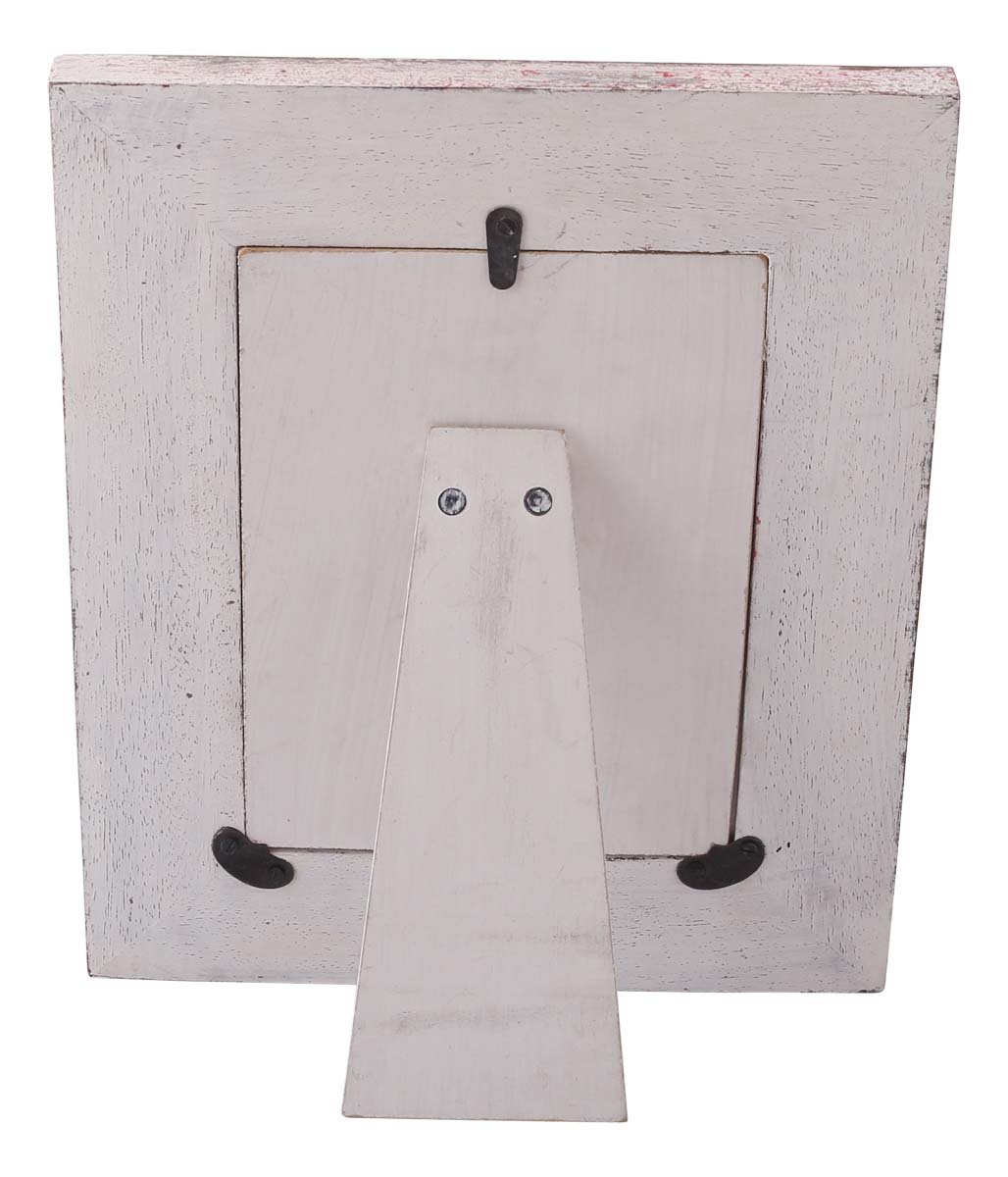 Rectangular Wood 4x6 Photo/Picture Frame in Bulk - Wholesale Photo Frame with Ribbed Pattern in Distressed White & Pink Color - Home Decor Picture Frame from India
