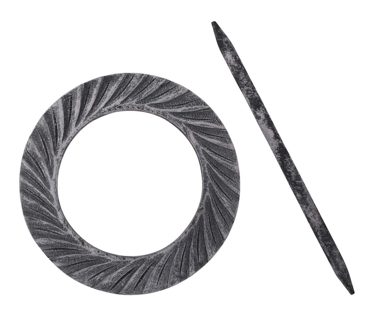 Bulk Wholesale Hand-Carved 9.5” Mango-Wood Curtain Tieback with Traditional-Look Motifs in Black Color - Antique-Look Curtain Stoppers from India