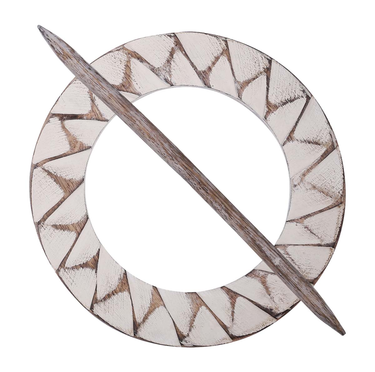Bulk Wholesale Handmade 9.5” Mango-Wood Curtain Tieback with Distressed Pattern in White - Antique-Look Curtain Stoppers from India