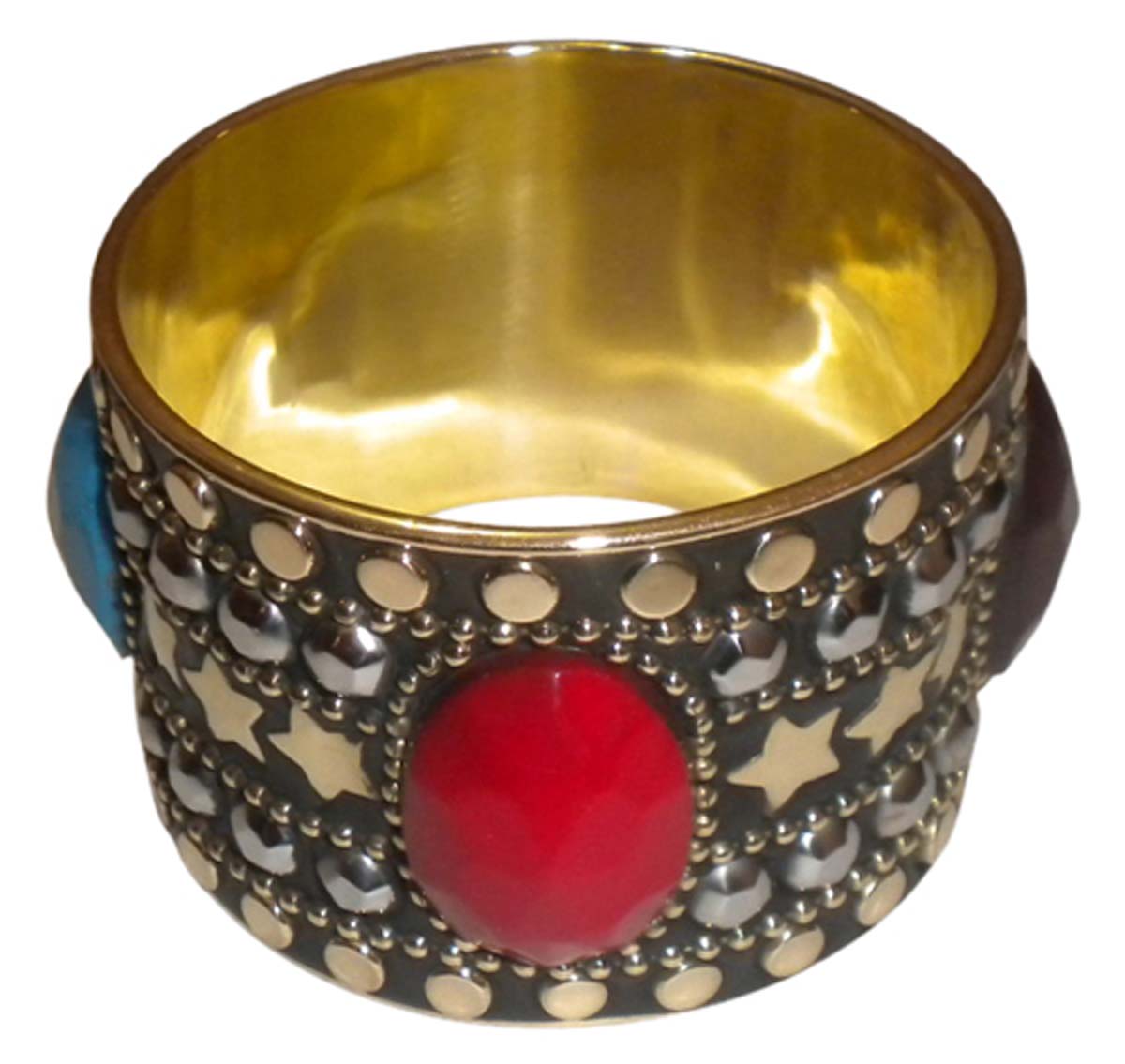 2.6” Metal Cuff Bangle / Bracelet with Colorful Stones & Beads – Trendy Women Accessories / Gifts in Bulk at Wholesale