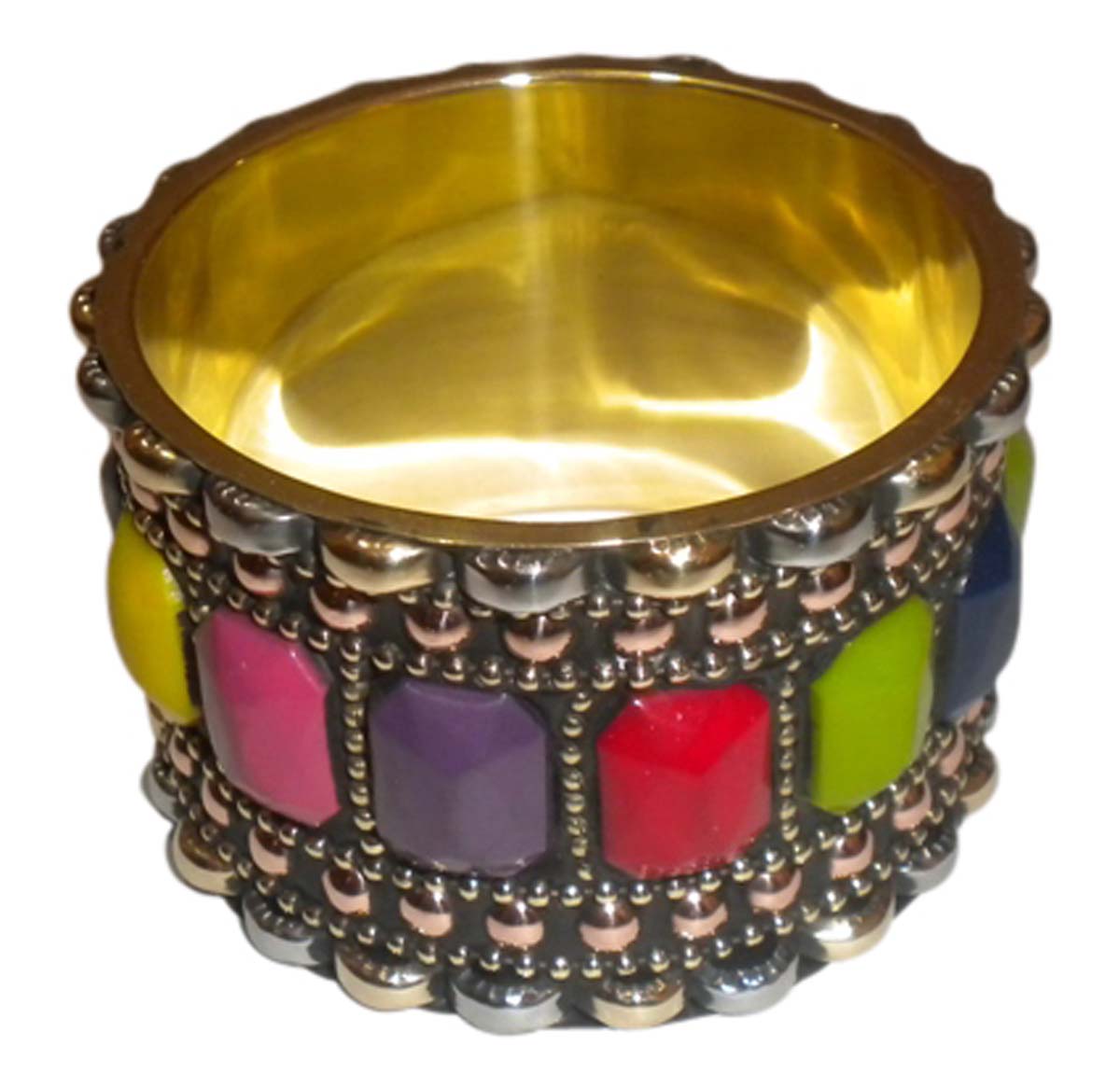 2.6” Metal Cuff Bangle / Bracelet with Colorful Stones & Beads – Trendy Women Accessories / Gifts in Bulk at Wholesale