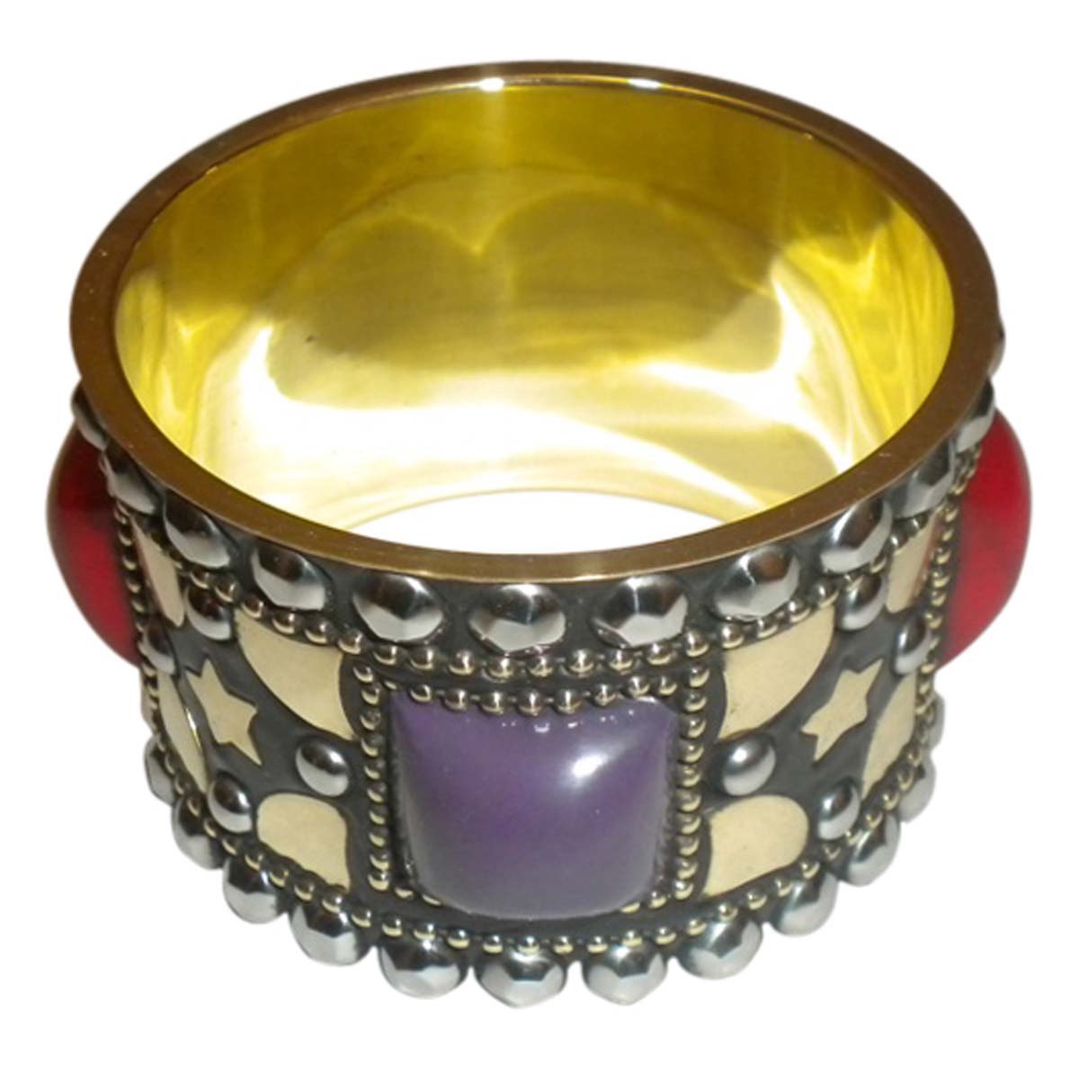 2.6” Metal Cuff Bangle / Bracelet with Colorful Stones & Beads – Trendy Women Accessories / Gifts in Bulk at Wholesale