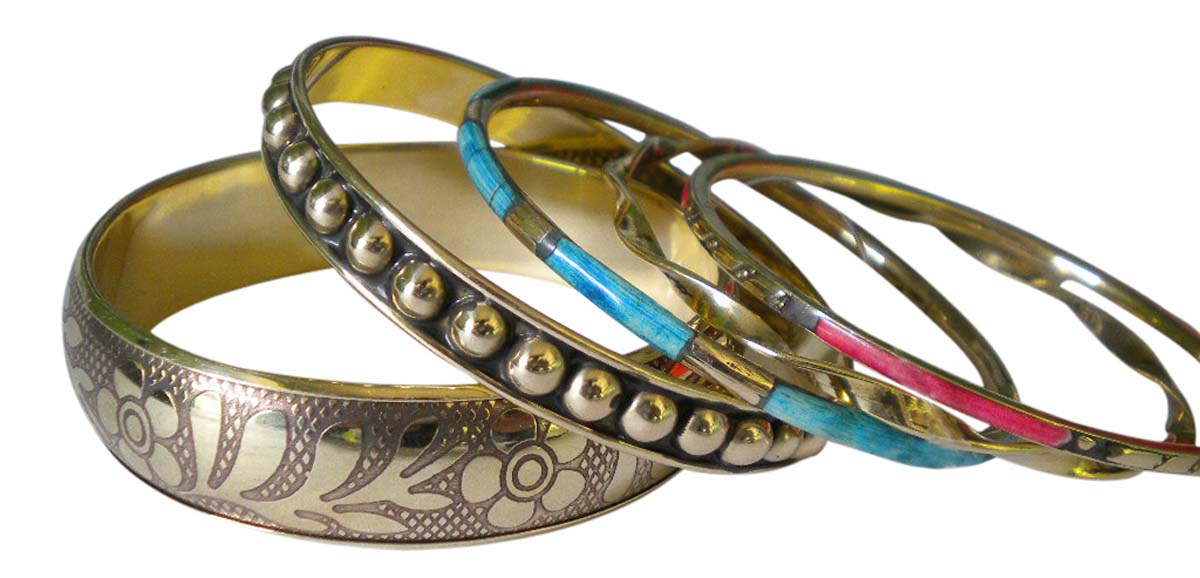 2.6” Pink Turquoise Golden Bangles – Assorted Set of 5 in Resin & Metal – Colorful Accessories in Bulk at Wholesale