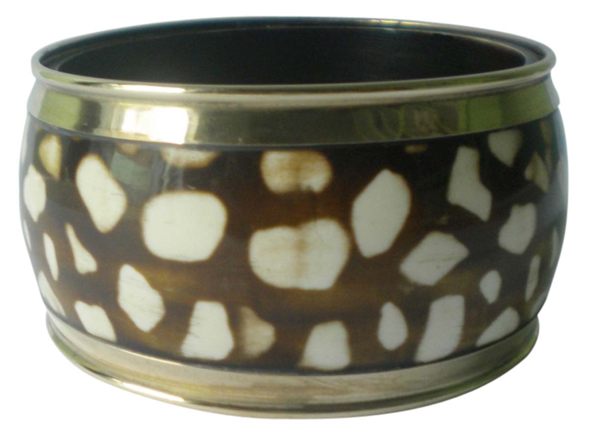 2.6” Big Bangle in Brass & Resin – Brown White Golden with Abstract Pattern – Statement Accessories for Women in Bulk at Wholesale