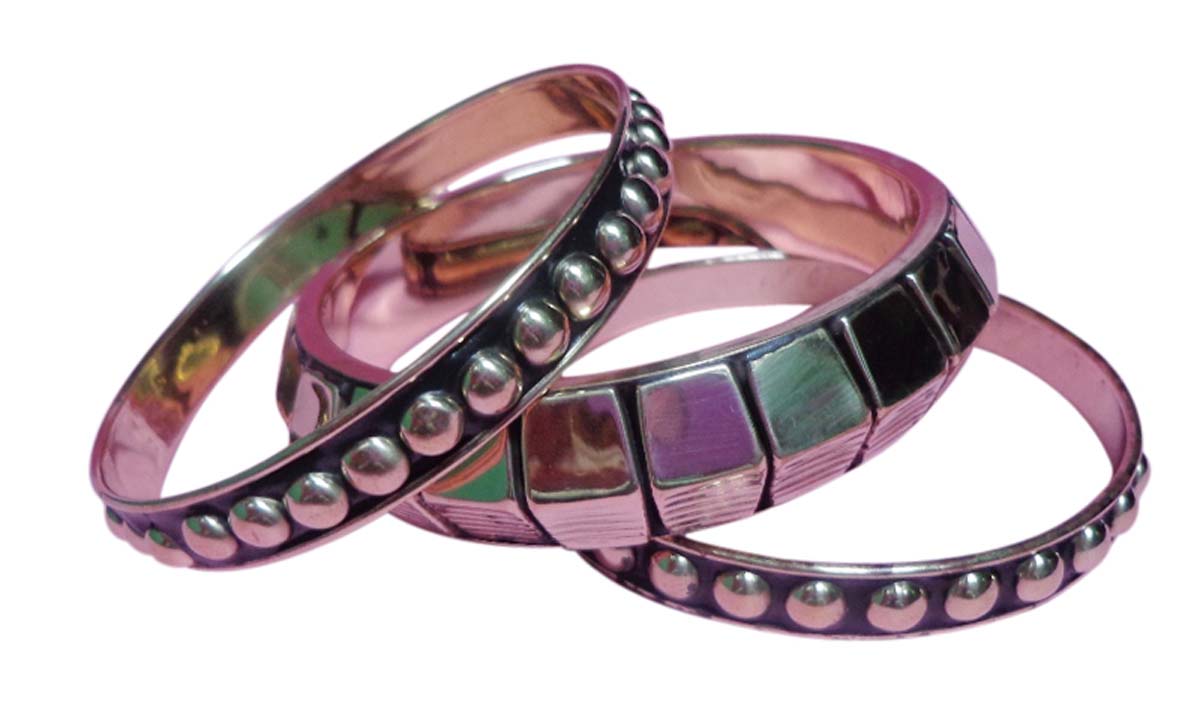 2.6” Brass Pipe Bangle – Silver Tone – Assorted Set of 3 - Trendy Women Accessories in Bulk at Wholesale