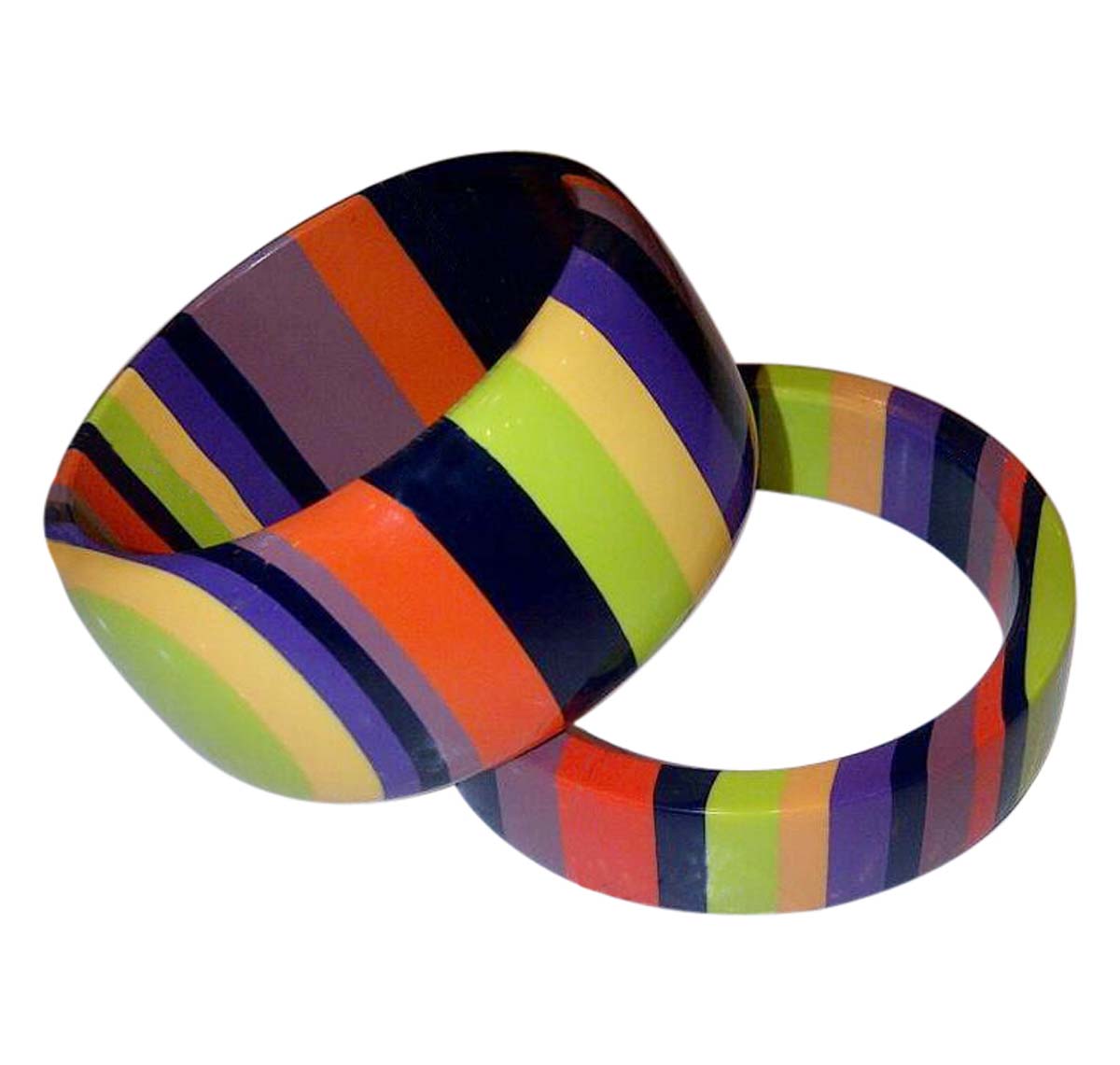 2.6” Colorful Big Bangles in Resin – Pair of 2 - Trendy Fashion Accessories for Women in Bulk at Wholesale Price