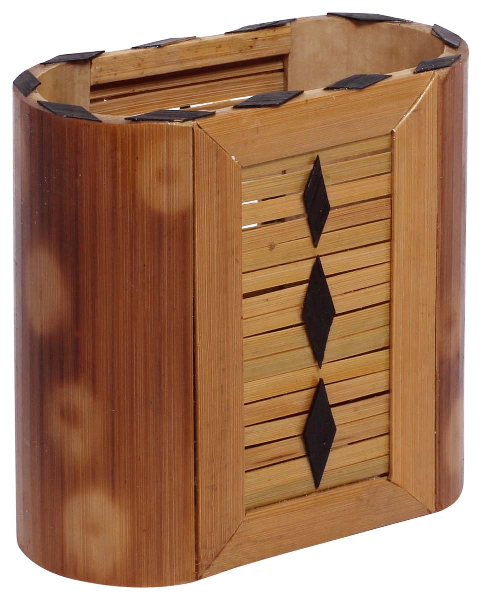 Pen Stand / Holder – Handmade in Bamboo – Shades of Brown – Black Diamond-Shaped Motifs – Desk Accessories / Organizers – Home / Office Décor  Buy in Bulk Wholesale