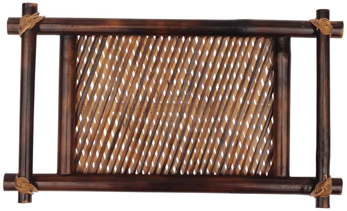 Bulk Wholesale Decorative Bamboo Tray in Light Brown Color - 14” Hand-Woven & Eco-Friendly Tray for Side Tables/Bathroom Counter-Tops/Dressing Tables from India - Home/Office Decor