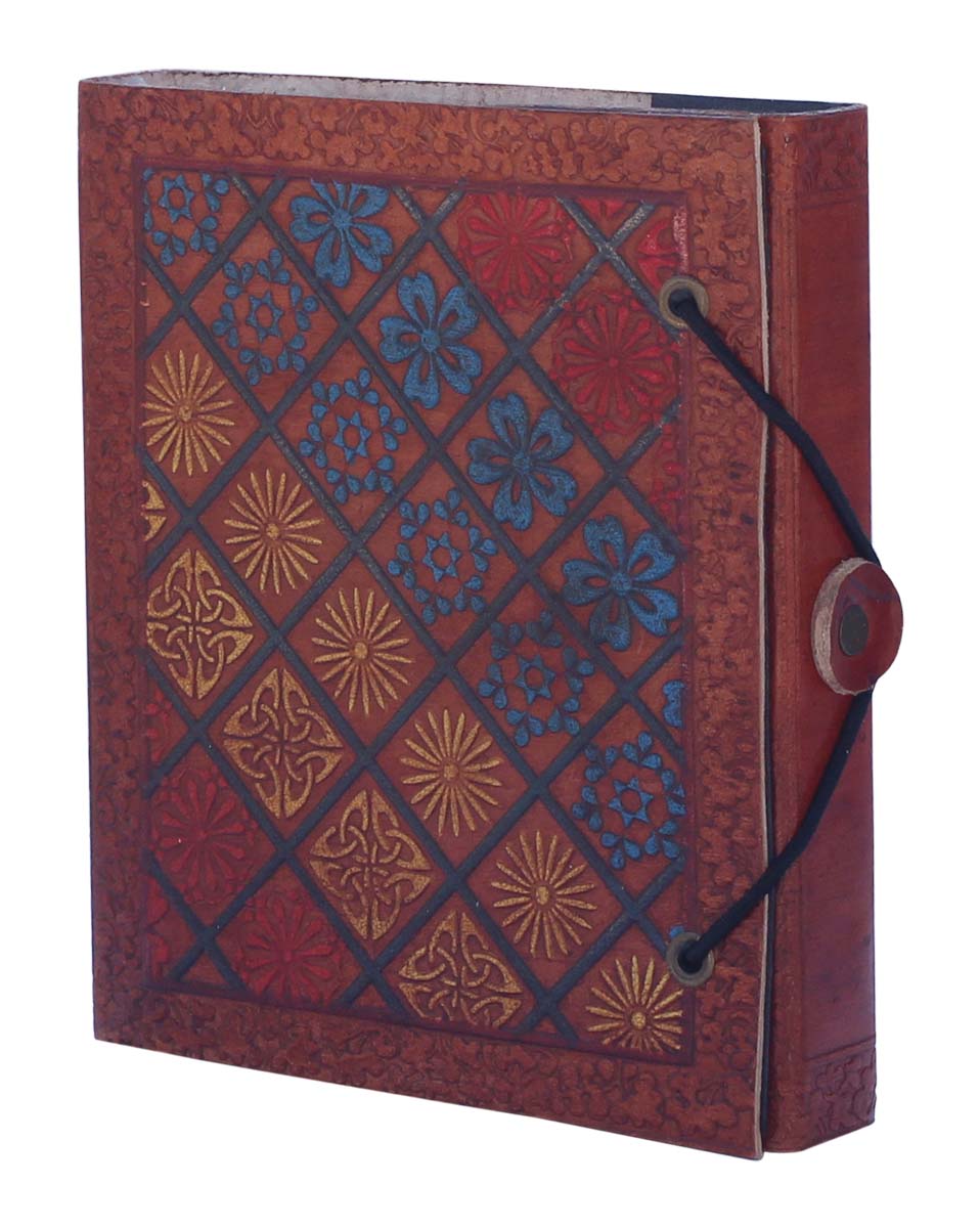 Bulk Wholesale Writing Journal/Notebook in Brown Color 5x5.5” Inch Handmade with Colorful & Embossed Leather Cover - Secured by a Thread & Button Closure - Ethnic Scrapbooks/Travel Diaries