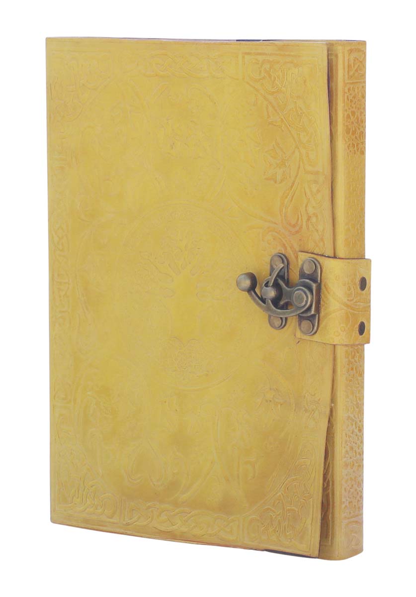 Bulk Wholesale Yellow Color Notebook/Scrapbook/Sketchbook in Embossed Leather Cover with an Iron Latch 10 Inch Handmade - Colorful Writing Journals/Travel Diaries