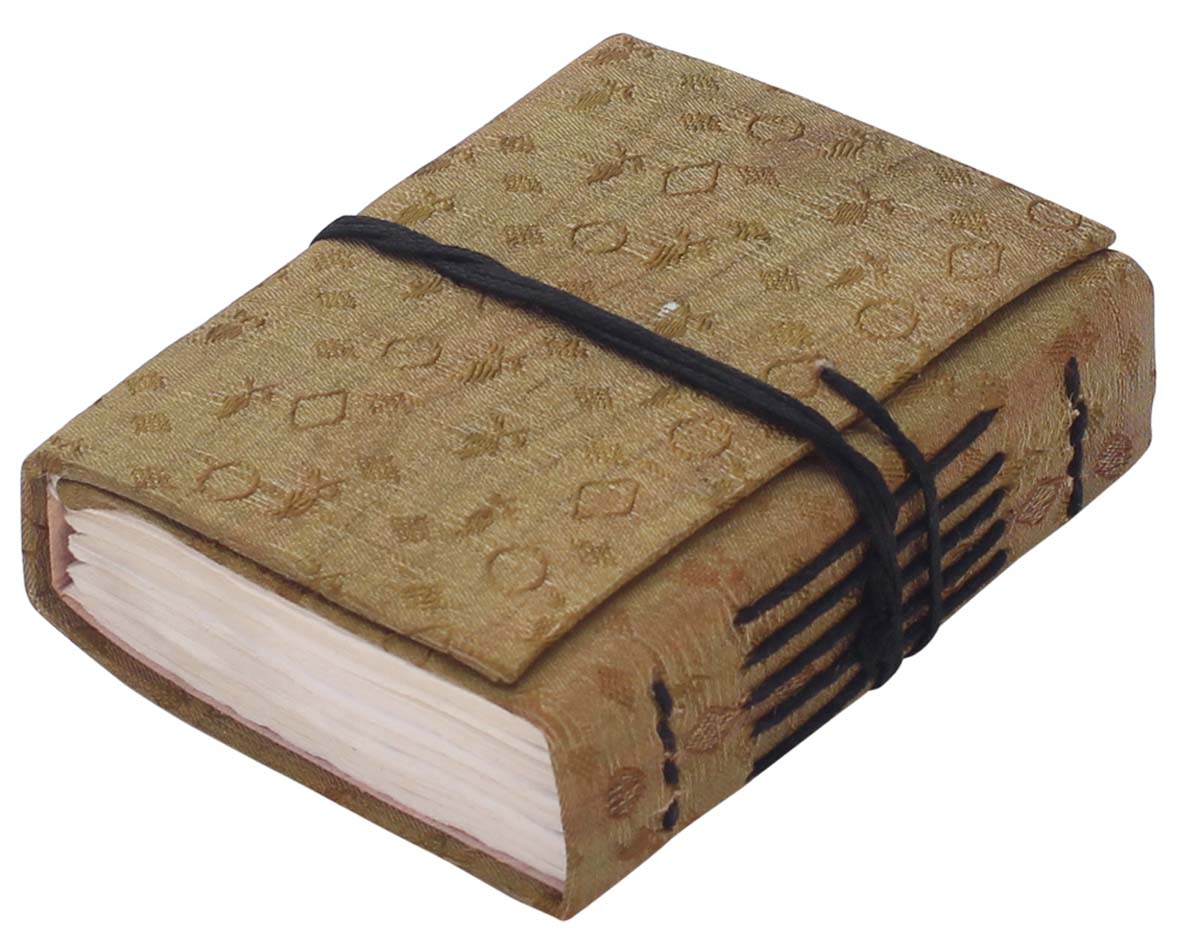 Bulk Wholesale Writing Journal in Hard Sari Cover 3.5x4.8 Inch Light Green Color with Handmade Papers - Upcycled Notebooks/Scrapbooks/Sketchbooks - Unique Stationery Gifts from India