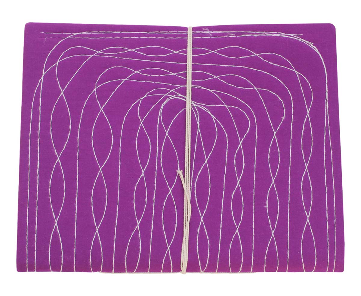 Bulk Wholesale Writing Journal/Scrapbook with a Hard Fabric Cover 12x13.5 Inch Purple Color - Designed in a Random Running Stab Stitch in White Color - Secured with a Thread Closure - Colorful Notebooks/Sketchbooks
