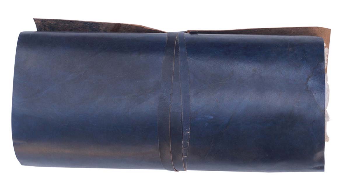 Bulk Wholesale Handmade Roll Up Journal in Blue Color Leather Cover - Encasing Handmade Papers - Vintage-Look Roll Up Notebooks/Diaries