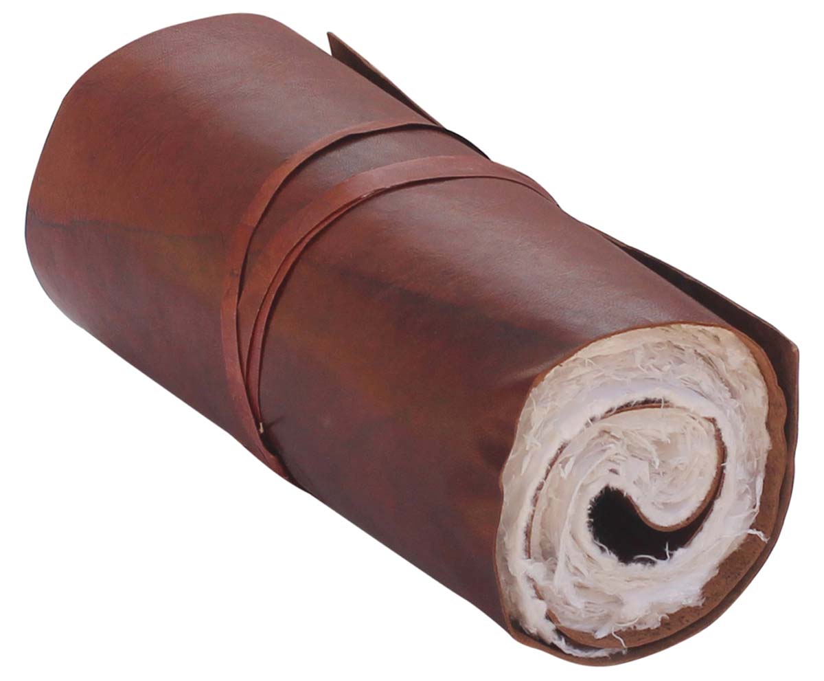 Bulk Wholesale Handmade Roll Up Journal in Brown Color Leather Cover - Encasing Handmade Papers - Vintage-Look Roll Up Notebooks/Diaries