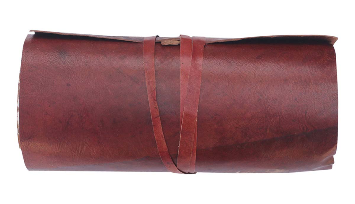 Bulk Wholesale Handmade Roll Up Journal in Brown Color Leather Cover - Encasing Handmade Papers - Vintage-Look Roll Up Notebooks/Diaries