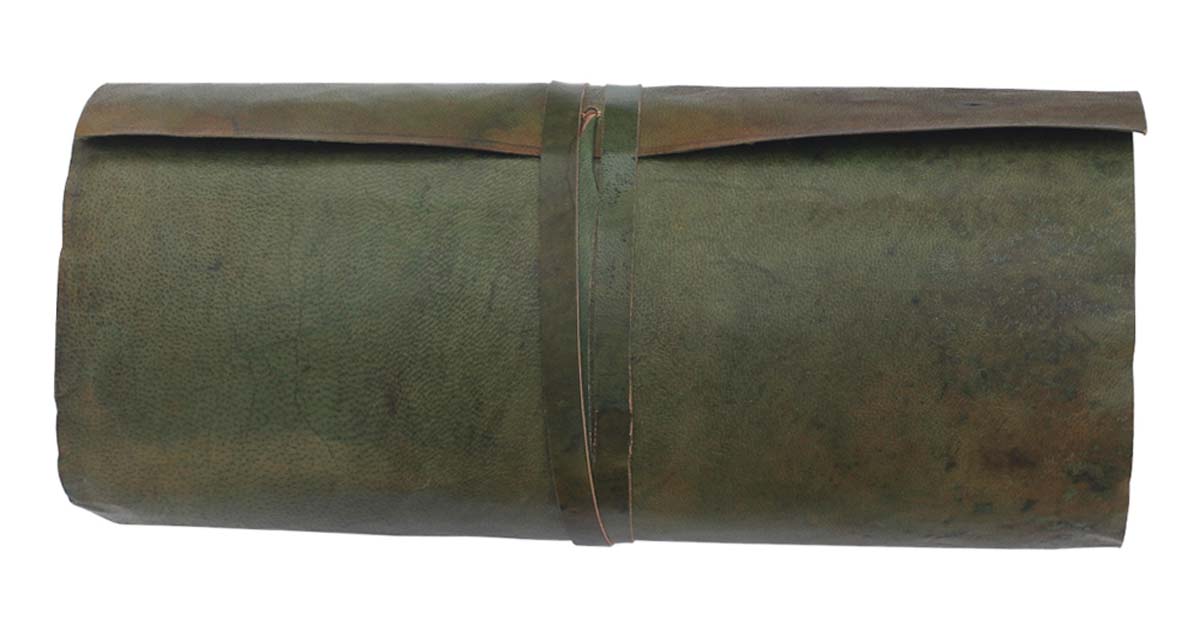 Bulk Wholesale Handmade Roll Up Journal in Green Color Leather Cover - Encasing Handmade Papers - Vintage-Look Roll Up Notebooks/Diaries