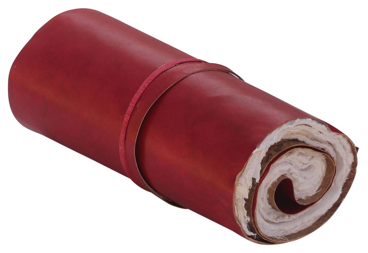 Bulk Wholesale Handmade Roll Up Journal in Red Color Leather Cover - Encasing Handmade Blank Papers - Vintage-Look Roll Up Notebooks/Diaries