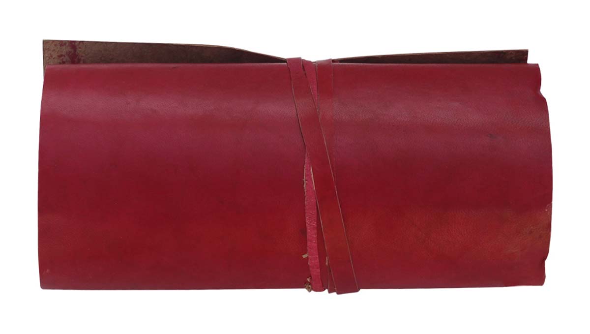 Bulk Wholesale Handmade Roll Up Journal in Red Color Leather Cover - Encasing Handmade Blank Papers - Vintage-Look Roll Up Notebooks/Diaries