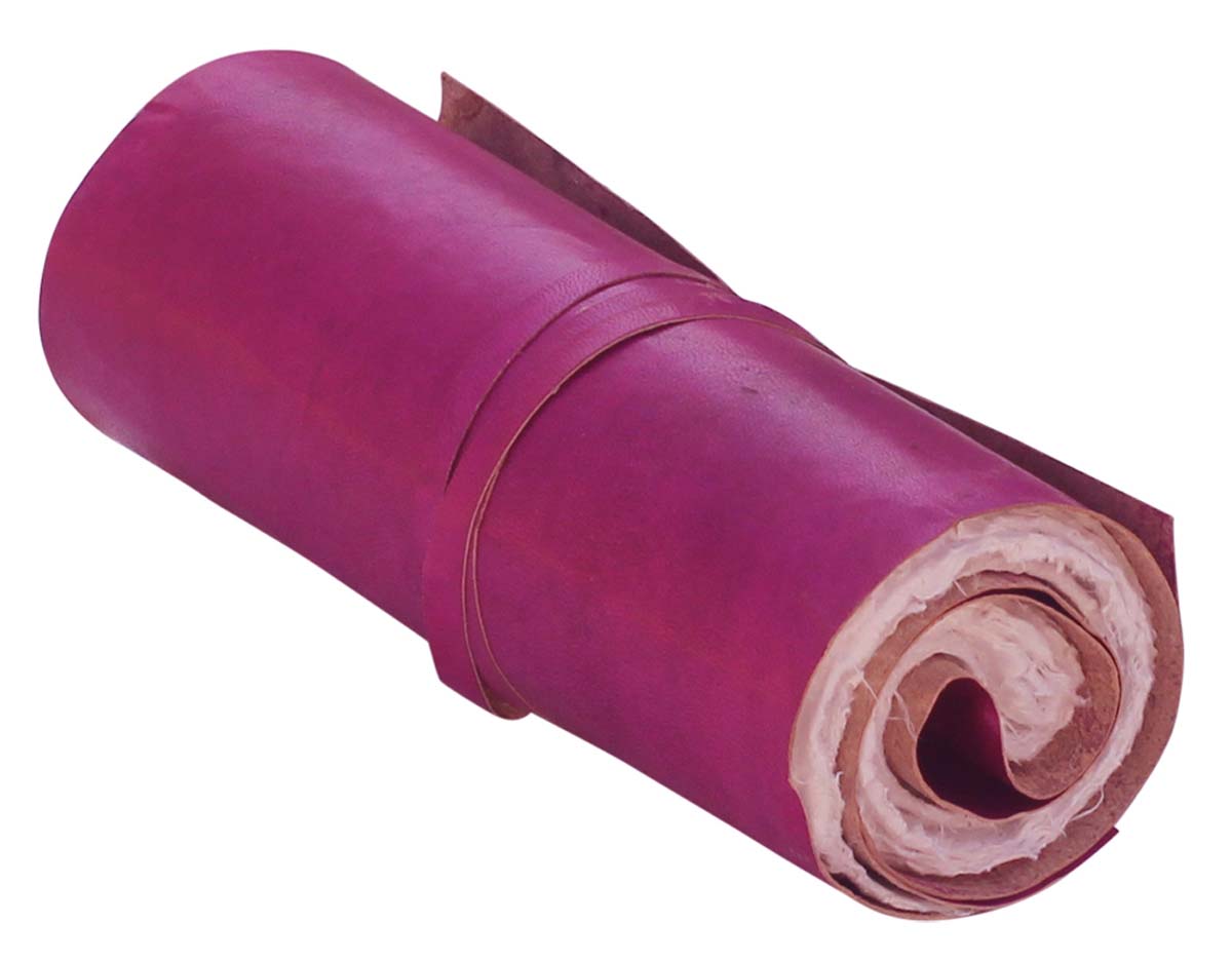 Bulk Wholesale Handmade Roll Up Journal in Fuchsia Pink Color Leather Cover - Encasing Handmade Papers - Vintage-Look Roll Up Notebooks/Diaries