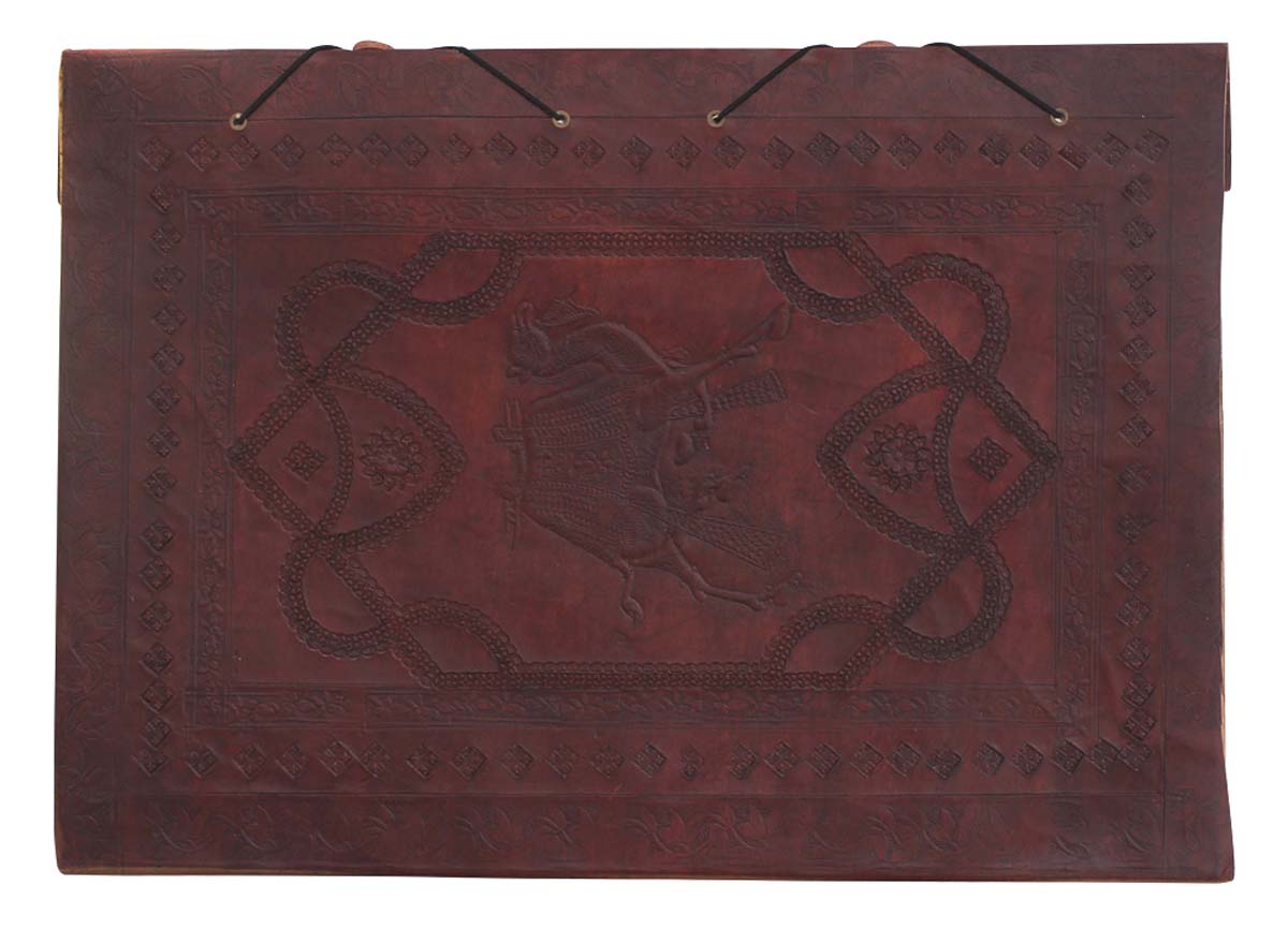 Bulk Wholesale Writing Journal/Notebook with Leather Cover 14x19.5 Inch in Brown Color & Handmade Papers/Sketchbook/Scrapbook Decorated with Embossed Camel Motif - Vintage Look Artist’s Books