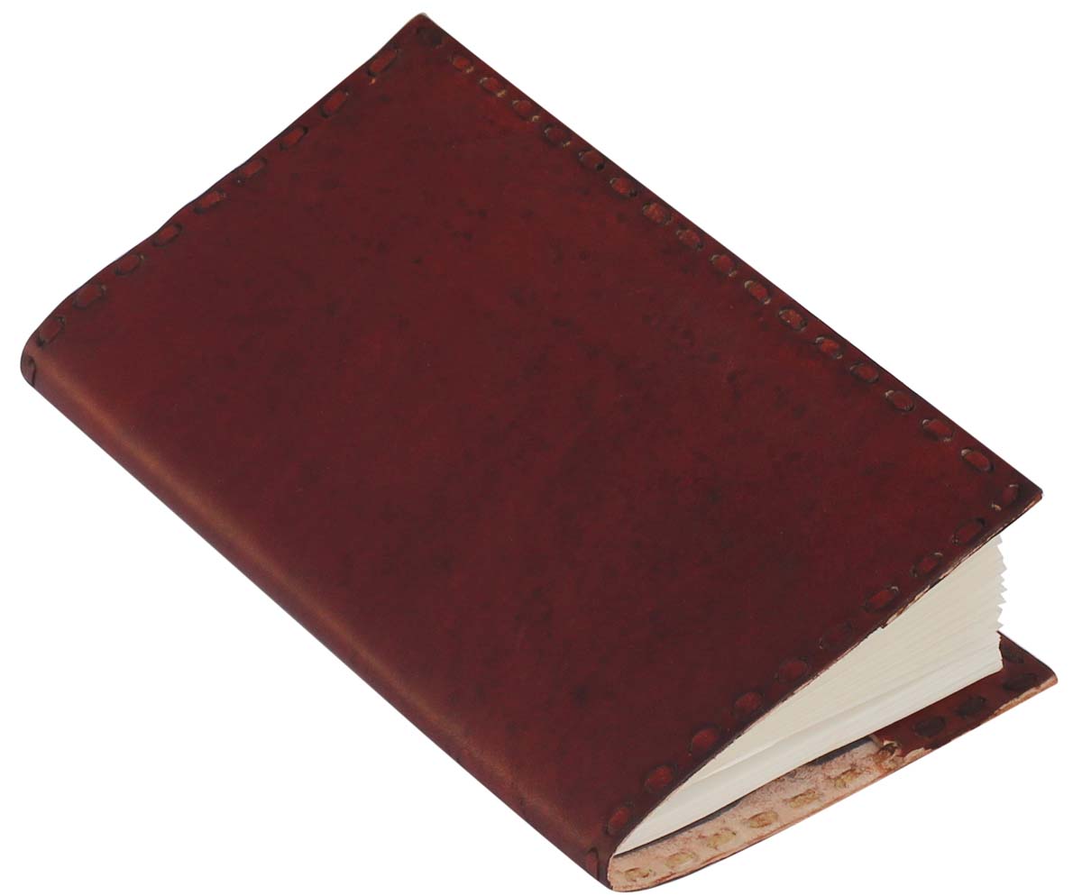 Bulk Wholesale Writing Journal/Sketchbook in Recycled Paper 5x9 Inch Handmade & Leather Cover in Red-Brown Color with Stab Stitch Detailing on the Borders - Classic Looking Notebooks/Scrapbooks