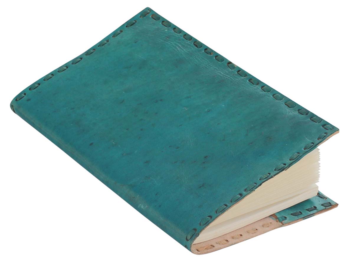Bulk Wholesale Writing Journal/Sketchbook in Recycled Paper 5.5x9 Inch Handmade & Leather Cover in Turquoise Blue Color with Stab Stitch Detailing on the Borders - Classic Looking Notebooks/Scrapbooks