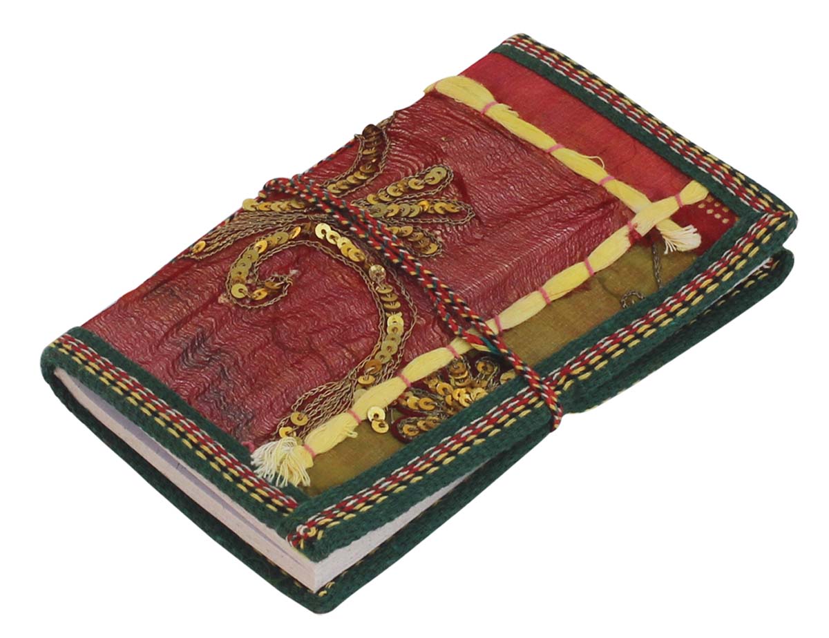 Bulk Wholesale Writing Journal/Sketchbook 4x6 Inch Multicolored Handmade in Recycled Paper & Hard Fabric Cover with Sequence Work - Designed with a Thread Closure - Unique Notebooks/Scrapbooks