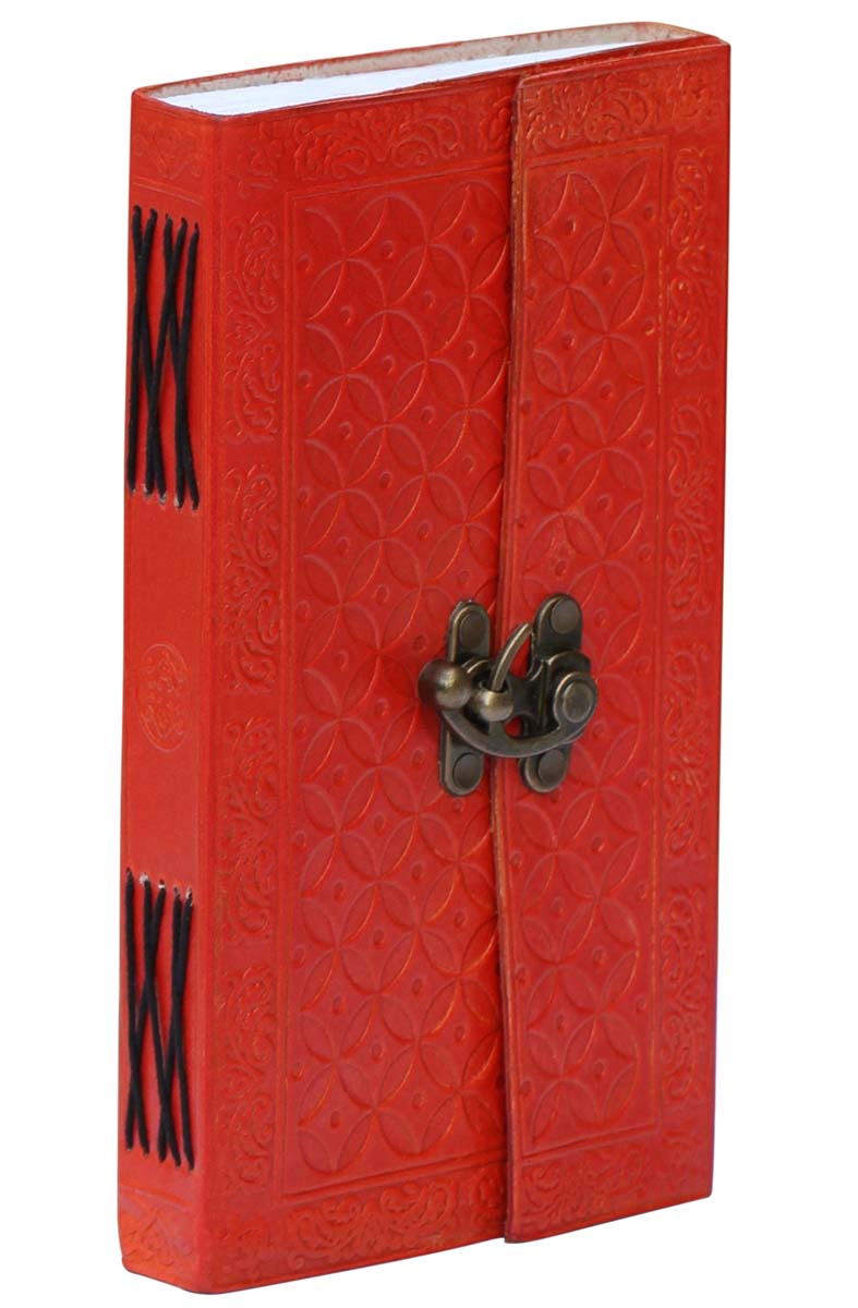 Buy in Bulk Wholesale - Handmade 9" Journal/Notebook With Recycled Paper & Leather Cover In Striking Orange Or Red Color