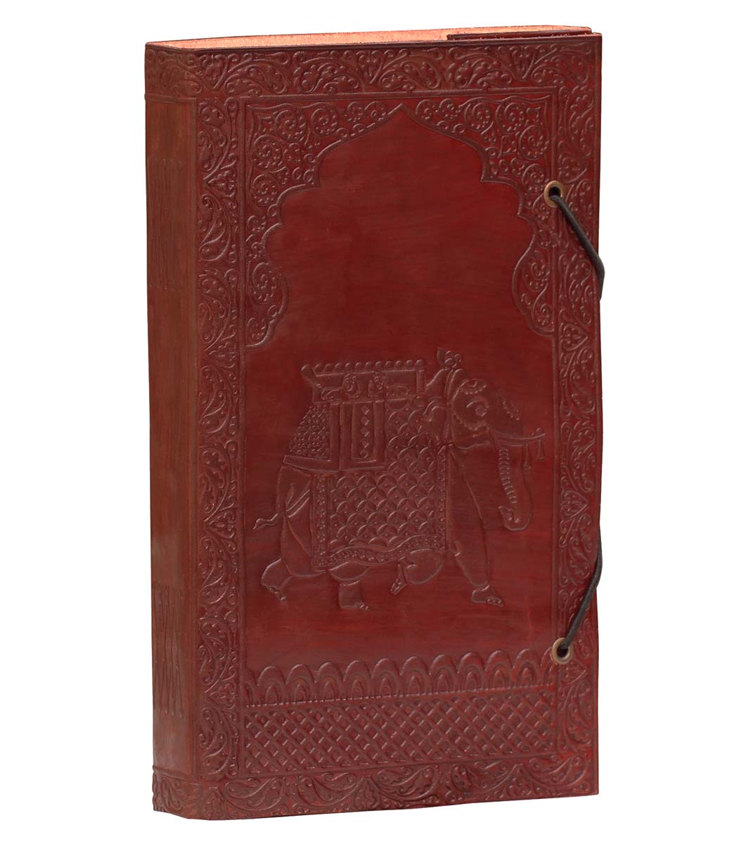Buy in Bulk Wholesale 9" Travel Diary/Scrapbook With Handmade Papers & Embossed Leather Cover In Brown Color