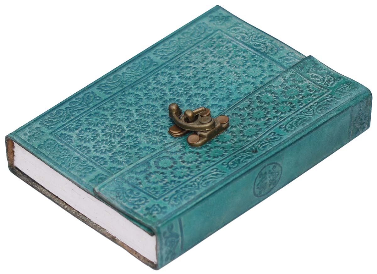 Buy in Bulk Wholesale Writing Journal/Notebook/Sketchbook With Handmade Blank Paper & Leather Cover in Turquoise Color