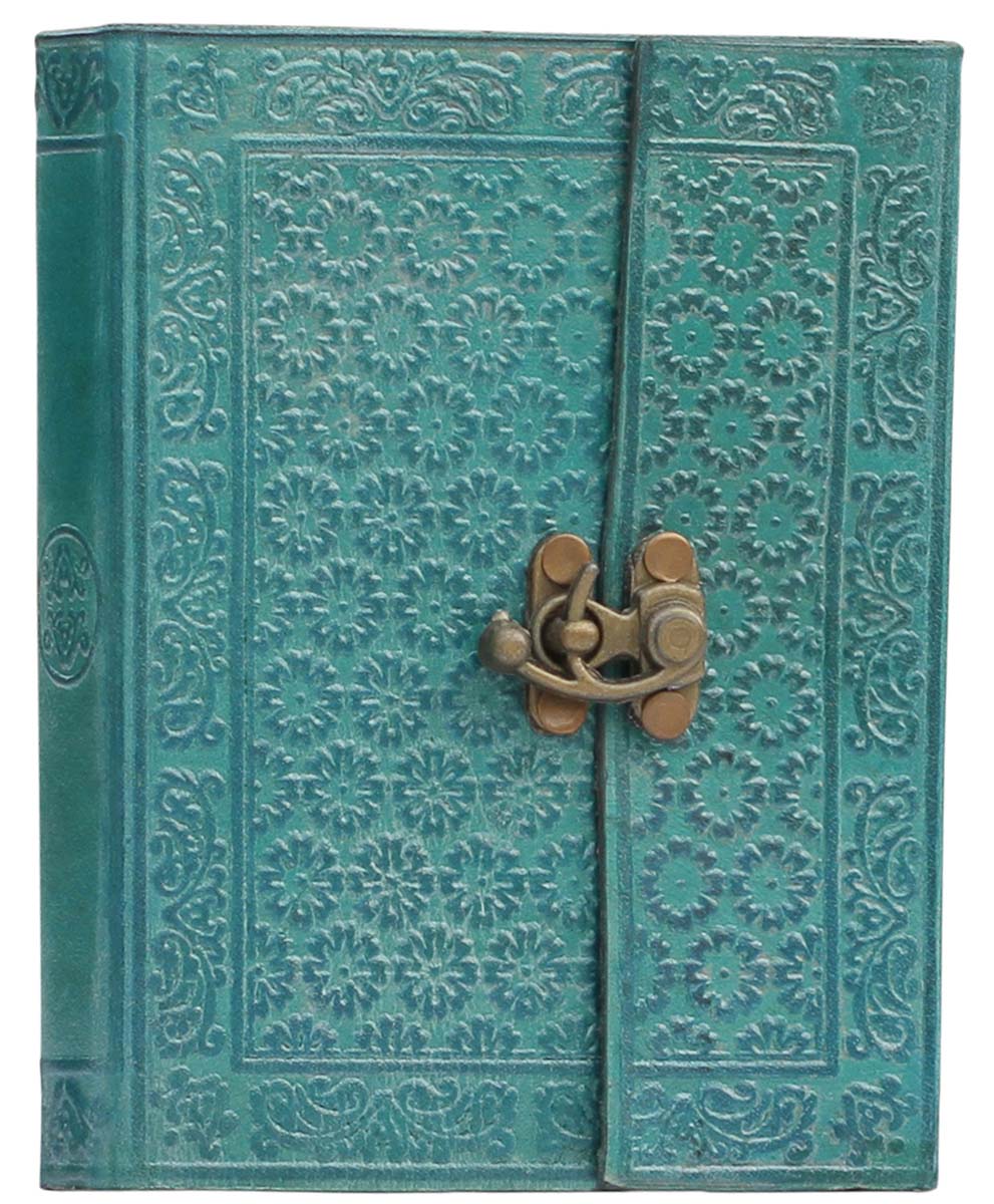 Buy in Bulk Wholesale Writing Journal/Notebook/Sketchbook With Handmade Blank Paper & Leather Cover in Turquoise Color