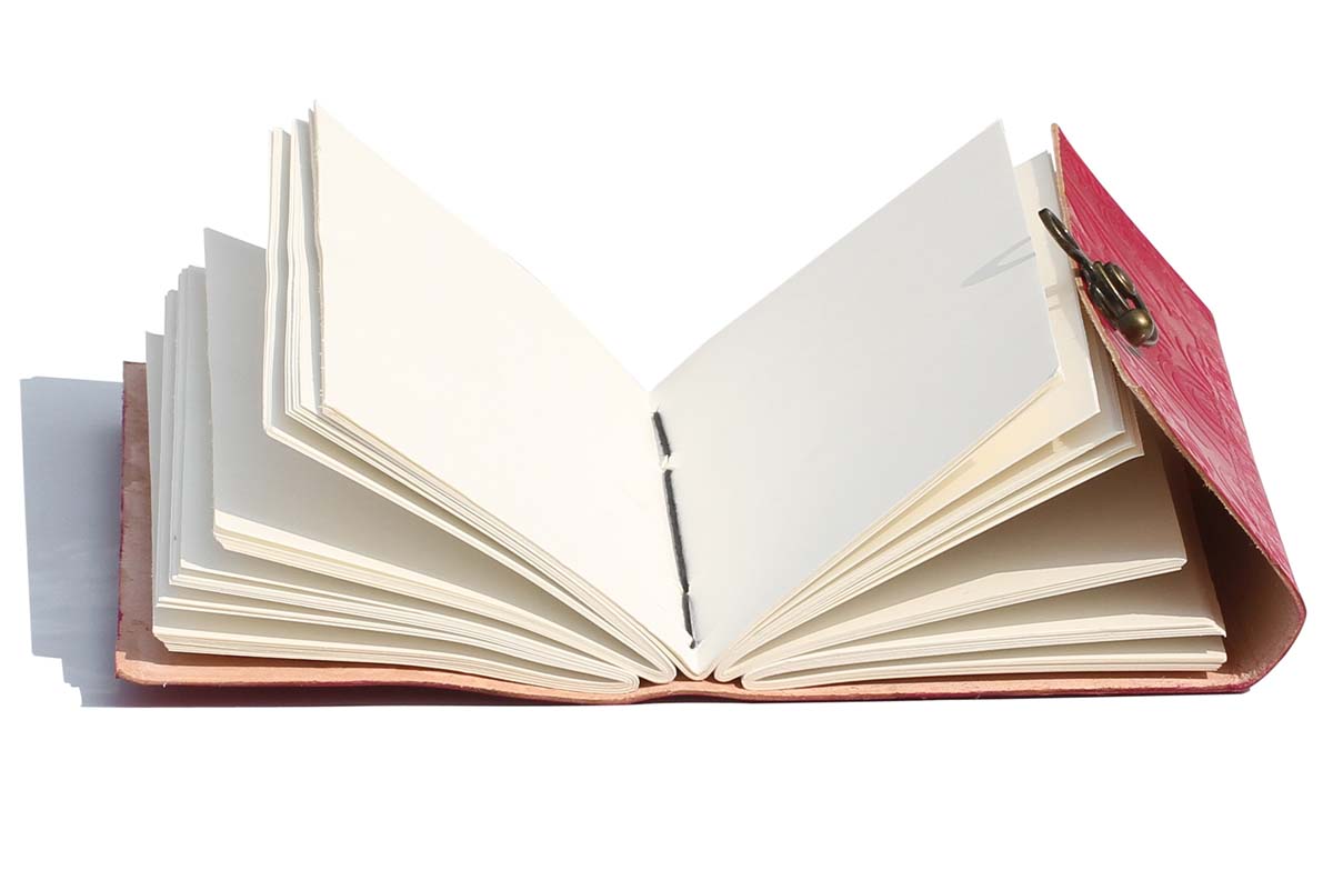 Buy in Bulk Wholesale - 9 Inch Large Leather Cover Writing Journal/Sketchbook In Pink Color With Handmade Paper & Embossed