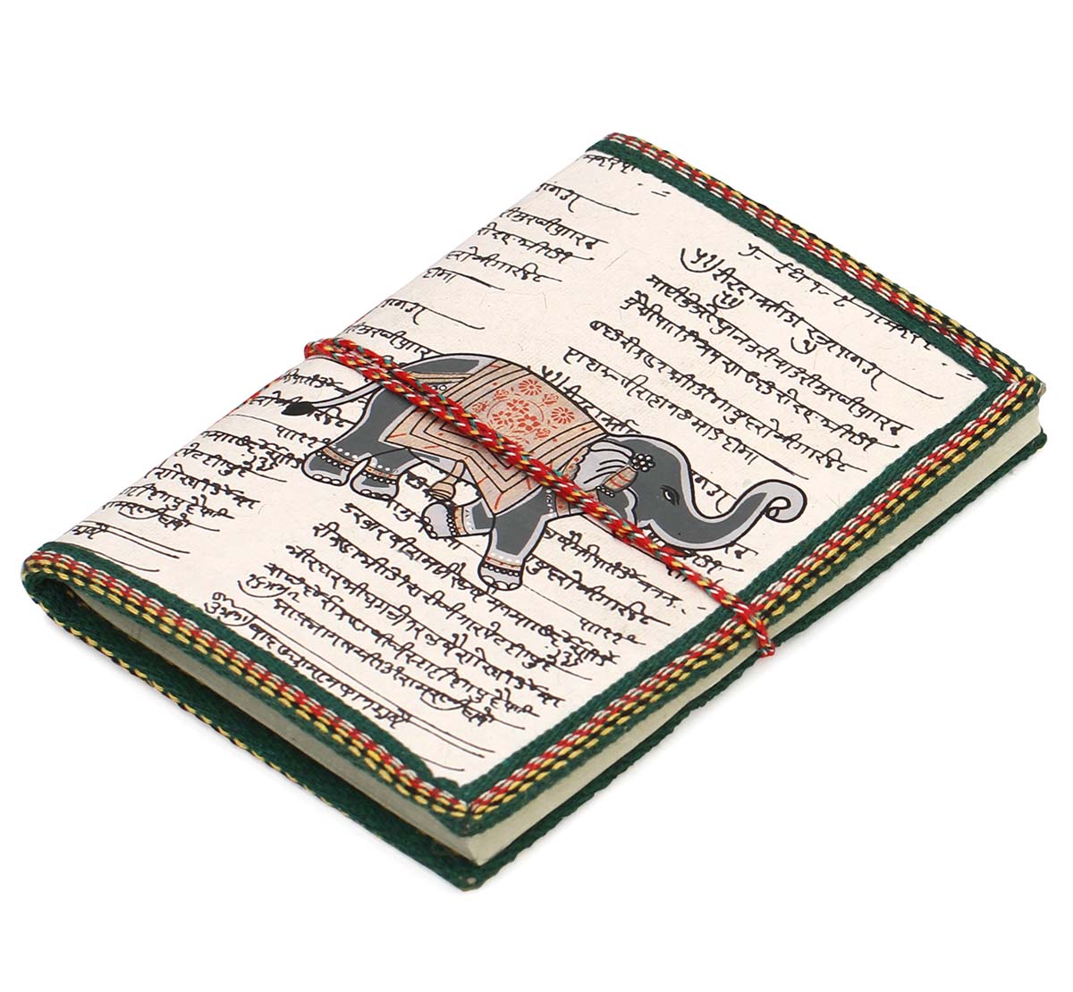Bulk Wholesale Handmade Paper Journal - Elephant Motif & Ancient Script Writing - Thread Closure - Travel Diaries & Gift Ideas