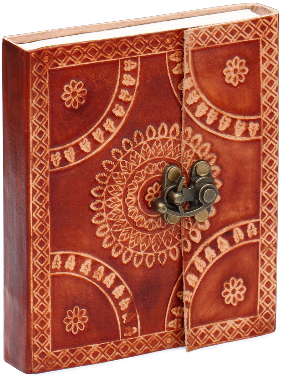 Buy in Bulk Wholesale 6" Writing Journal/Scrapbook With Handmade Paper & Embossed Leather Cover