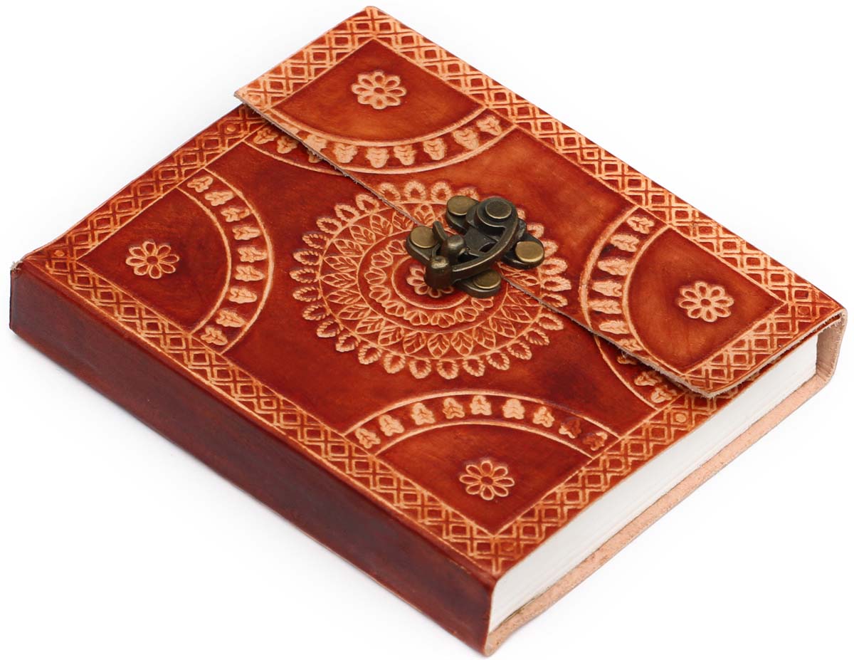 Buy in Bulk Wholesale 6" Writing Journal/Scrapbook With Handmade Paper & Embossed Leather Cover