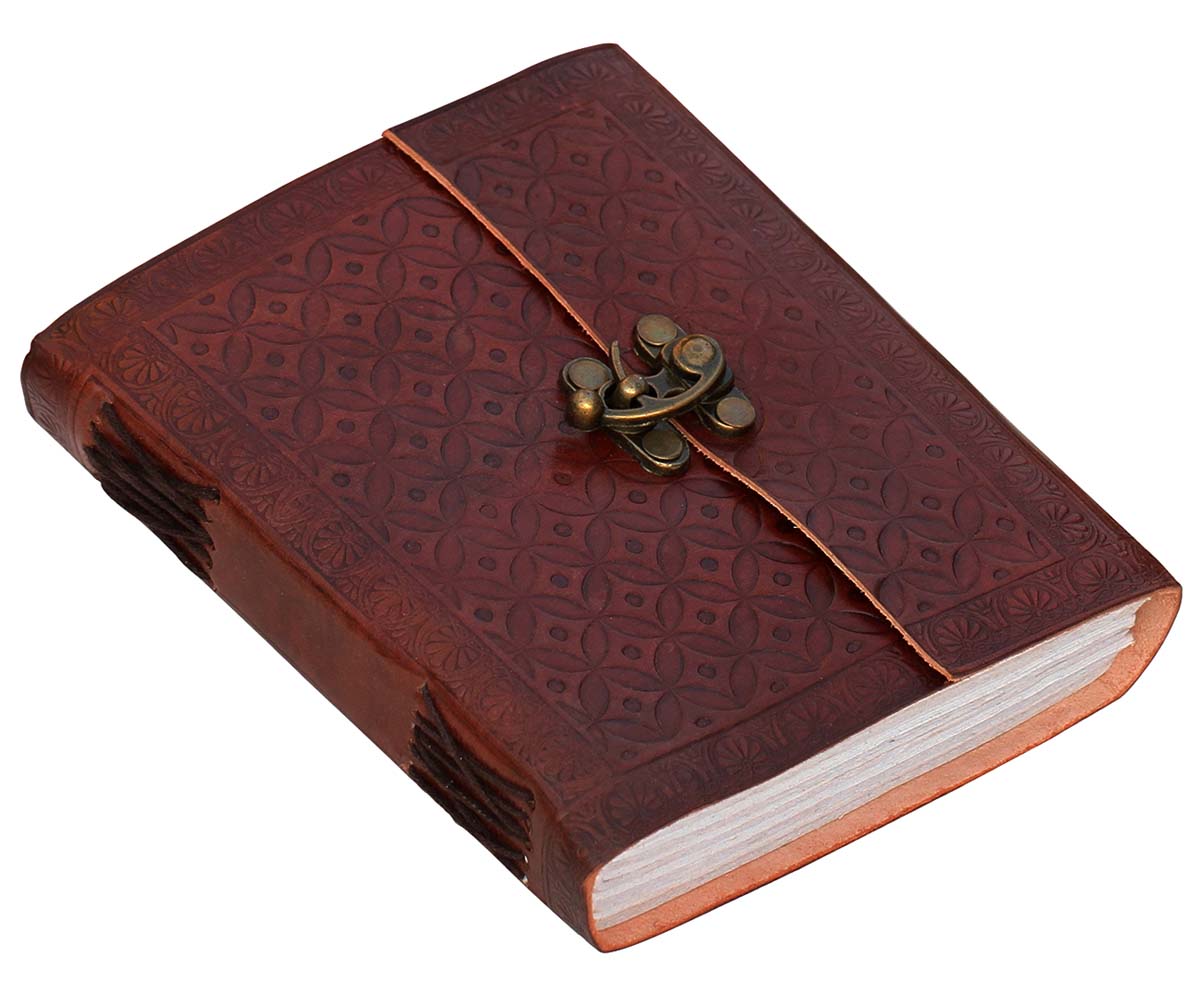 Buy in Bulk Wholesale Handmade 6" Writing Journal/Notebook with Brown Leather Cover & Brass Clasp