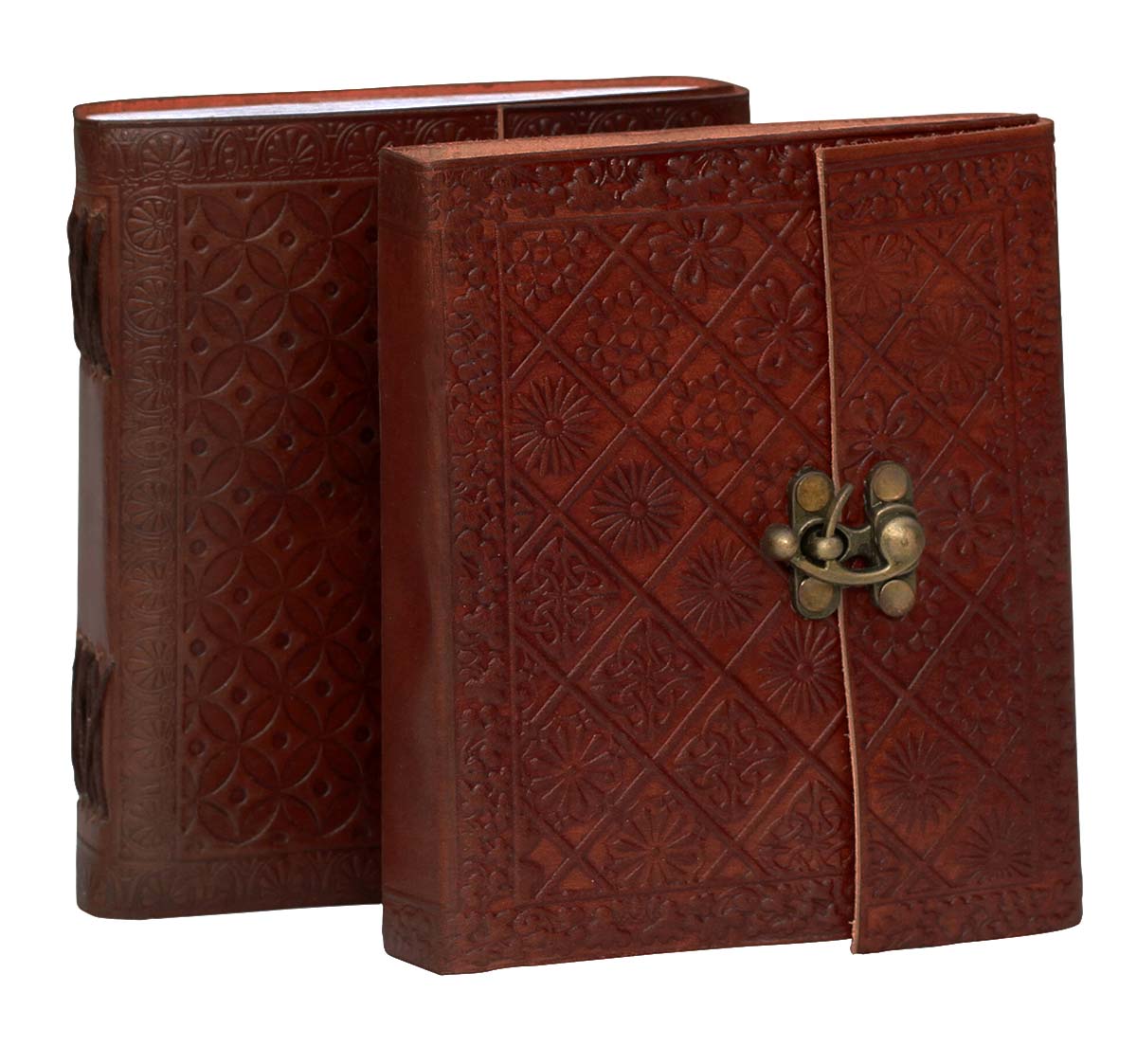 Buy in Bulk Wholesale Handmade 6" Writing Journal/Notebook with Brown Leather Cover & Brass Clasp