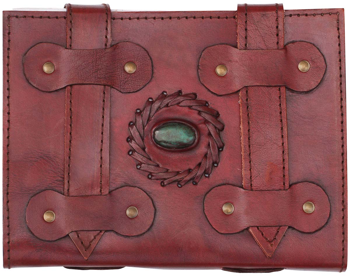 Buy in Bulk Wholesale Handmade Writing Journal/Scrapbook/Sketchbook in Recycled Papers with Stone Decorated Leather Cover Notebook