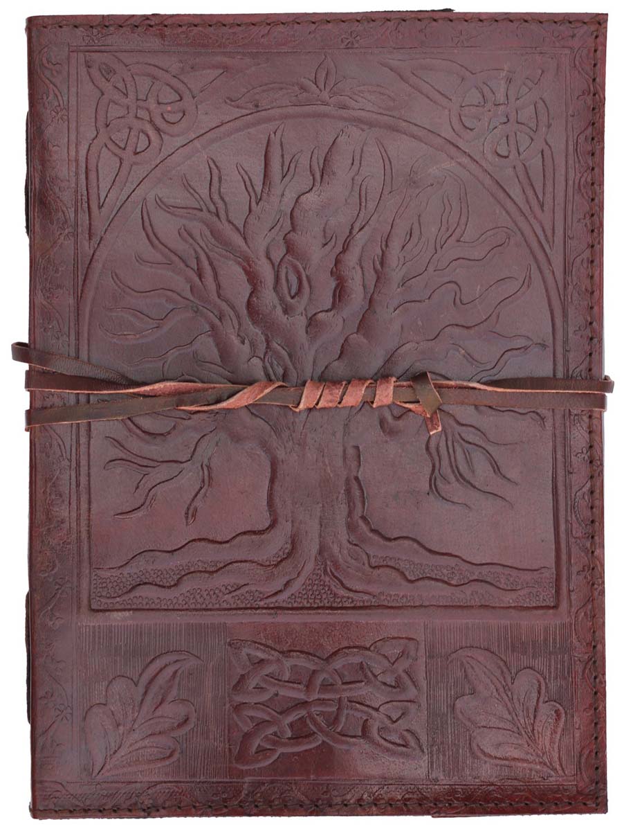 Buy in Bulk Wholesale Handmade Leather Writing Journal Notebook 10x7 Inches - Tree of Life – Brown Color Embossed Unique Scrapbooks / Travel Diary